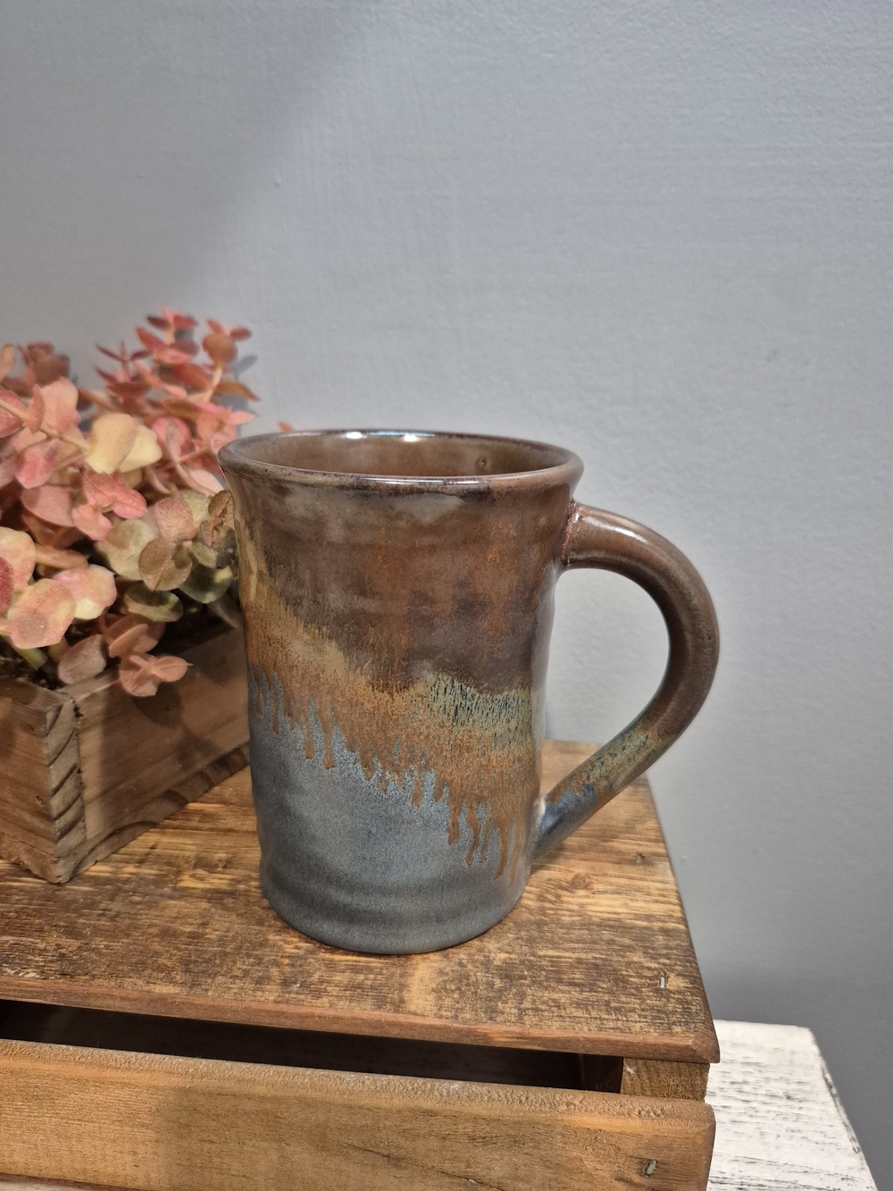 Handthrown Studio Pottery Drip Glaze Mug Signed Dated 2010 Earthy Boho